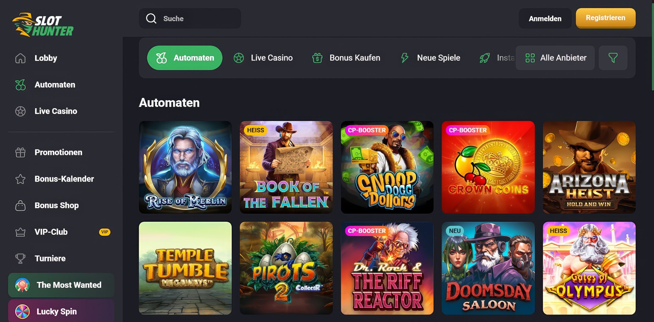 SlotHunter Casino desktop screenshot 2